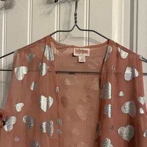 LuLaRoe Pink Top with Silver Heart Accents